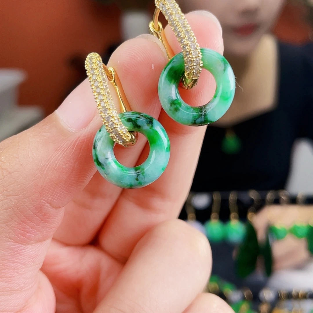 翡翠未镶嵌耳饰饰品