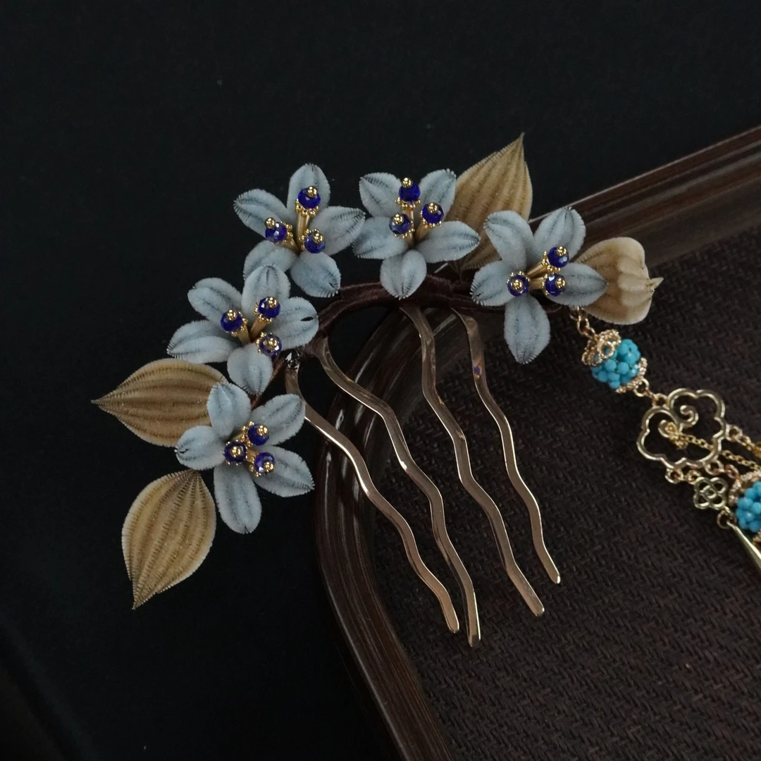 【胖绒孤品专场D13】插梳非遗绒花手工南京绒花发饰头饰新中式