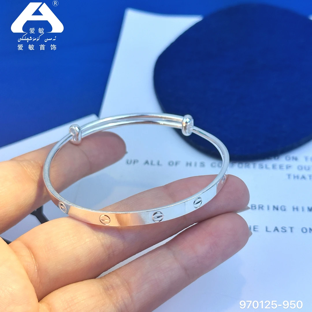足银手镯 爱敏首饰女款手镯970125