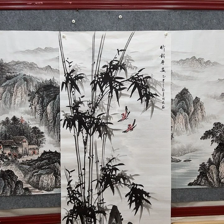国画手绘国画竹报平安