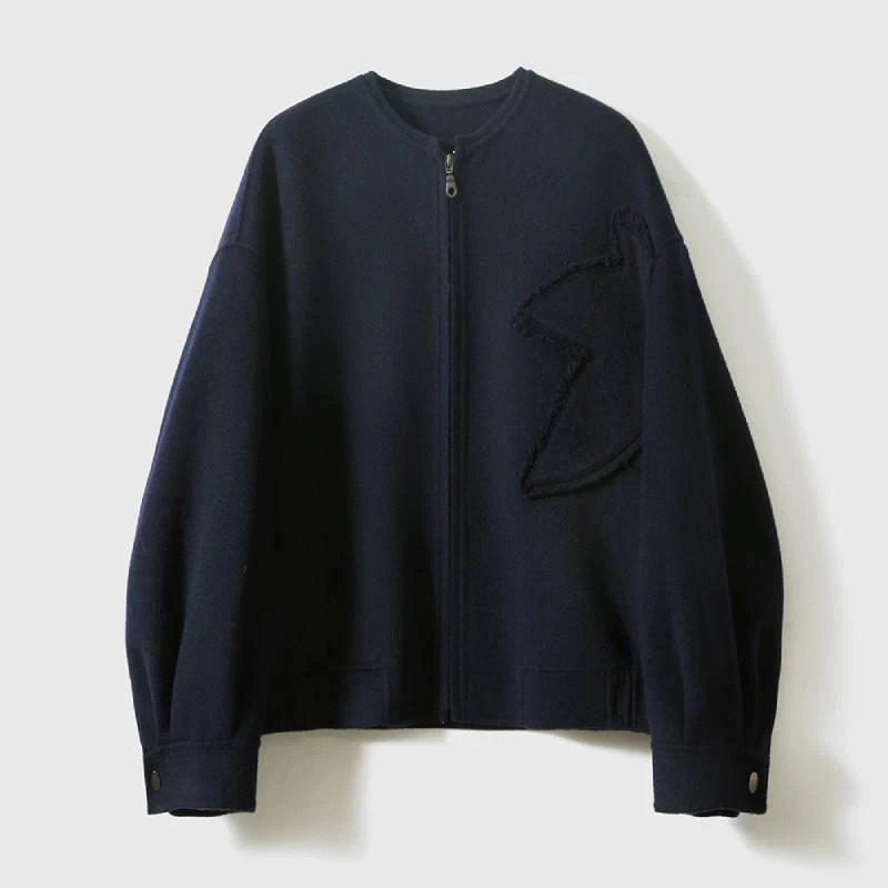 【九月木兮】羊毛羊绒休闲拉链短款双面呢外套24年冬のS73415SMEVG