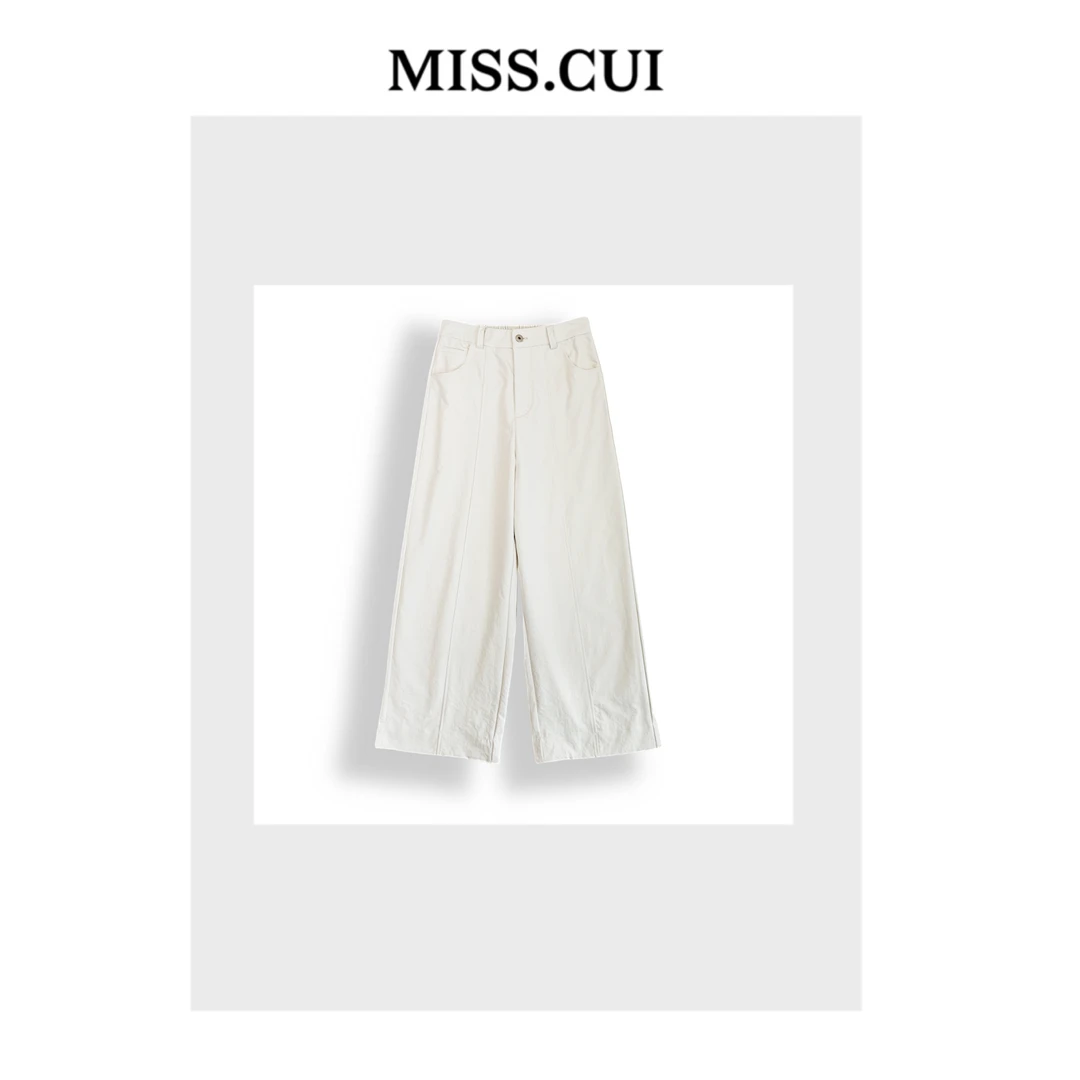 MISS.CUI 极简风穿搭  做旧水洗松紧腰阔腿休闲九分裤258008