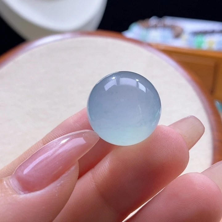 吊坠(不含链)未镶嵌翡翠翡翠冰晴蓝大圆珠