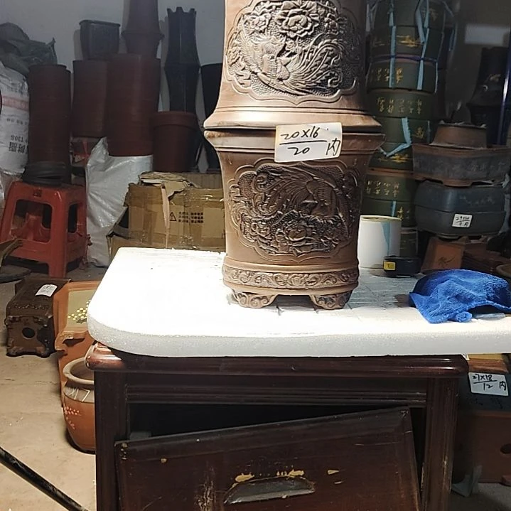 紫砂花盆老桩金弹子盆景盆