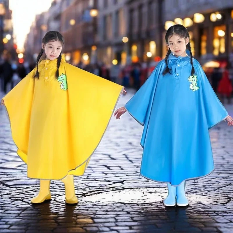 儿童雨衣带书包位斗篷雨披长版网红男女宝宝小学初中生防水衣加厚