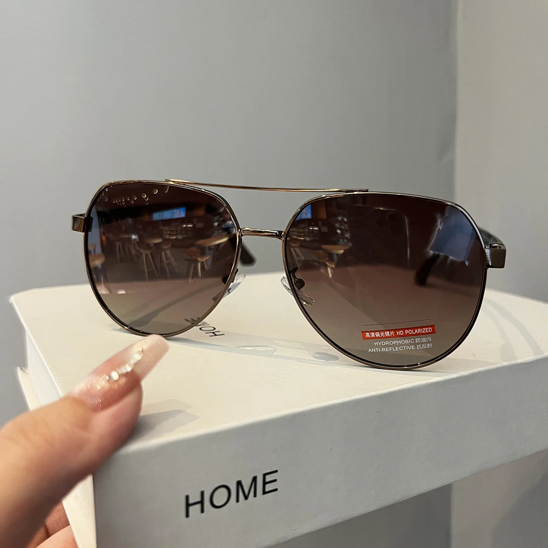 LAOPING男款飞行员蛤蟆镜开车专用防紫外线偏光太阳眼镜大脸显瘦