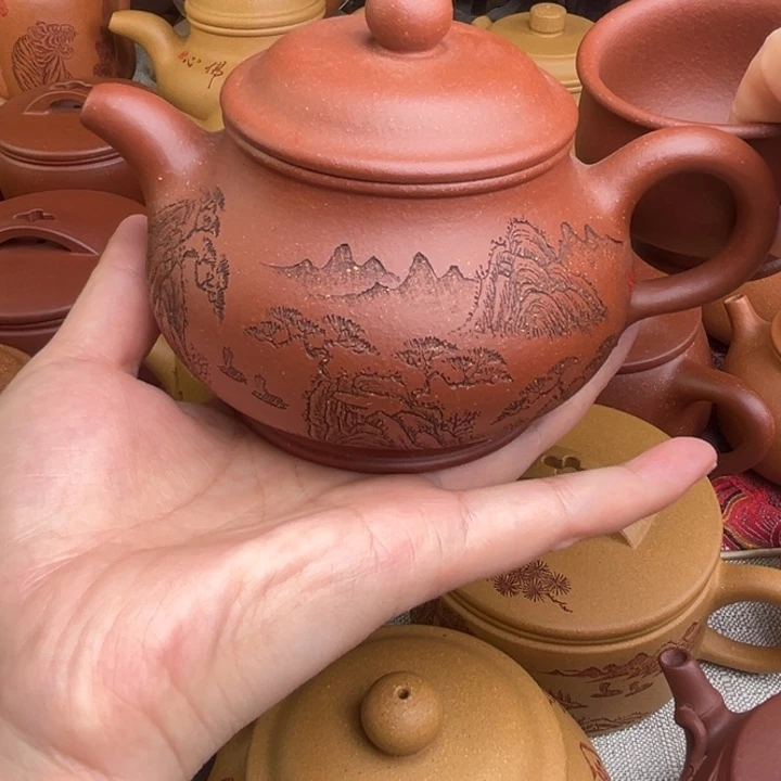 原矿红降坡刻绘潘壶精工半手300c c