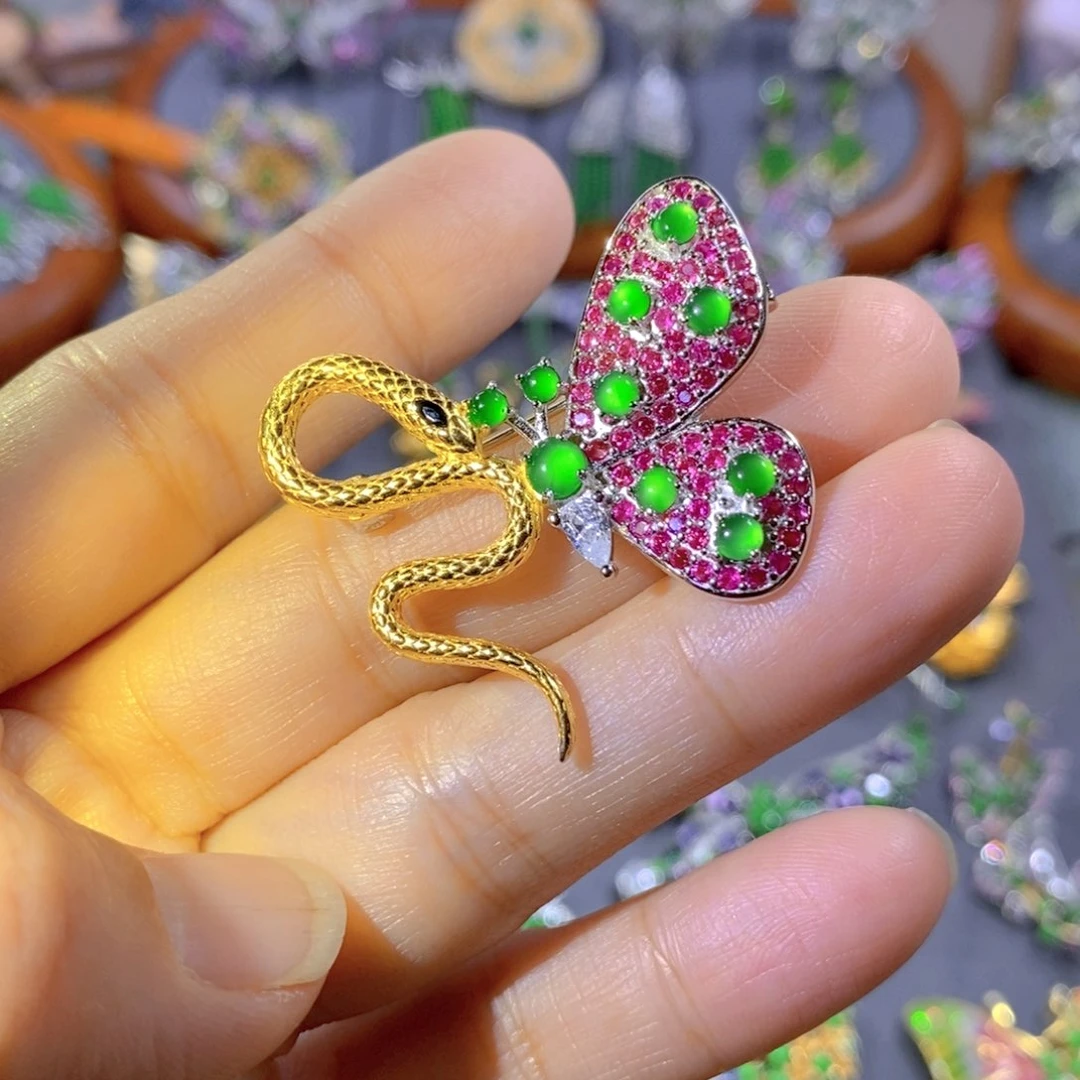 颈饰银S925镶嵌翡翠