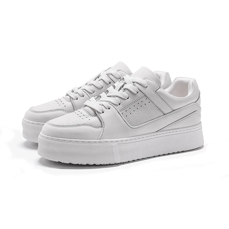春夏季新品 透气真皮软底舒适男鞋 高端复古休闲低帮男款小白鞋