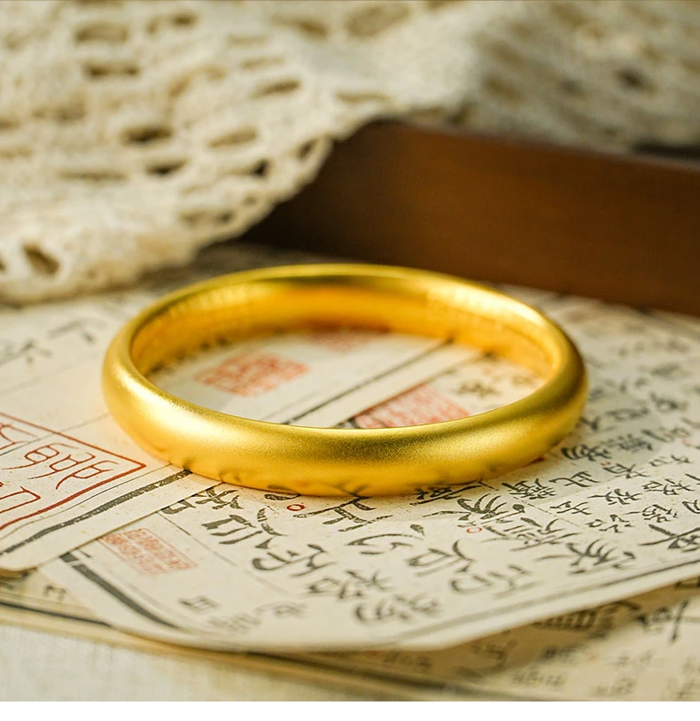 足银手镯 泥鳅背内心经手镯时尚百搭传承磨砂气质手镯