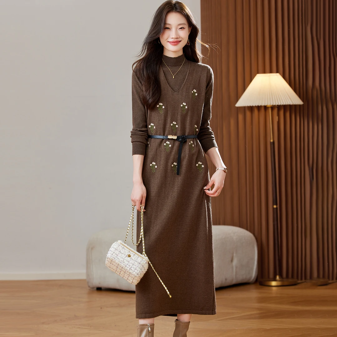 韩系气质针织背心裙套装女2025春秋新款系带收腰显瘦连衣裙两件套