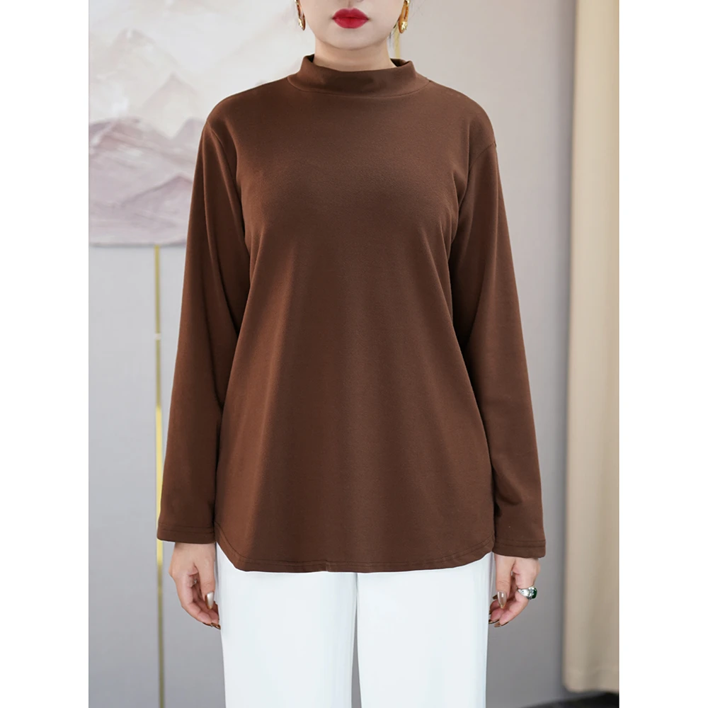 高级感打底衫洋气质百搭上衣保暖显瘦衣服微胖mm遮肉大码女装新款