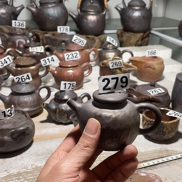 纯手工捏制柴烧茶具