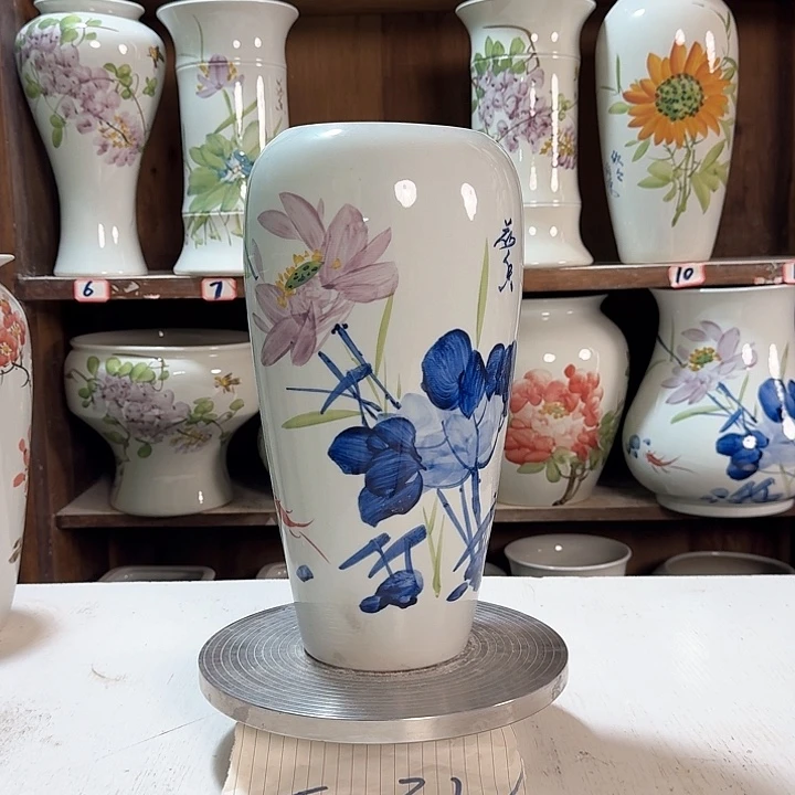 瓶大萝卜青花荷花瓷新款陶瓷