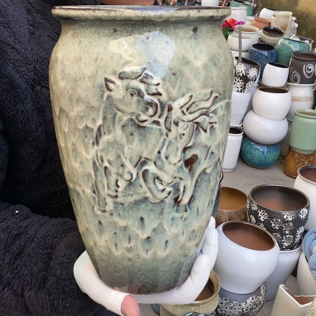 紫砂花盆瑕疵口15高25