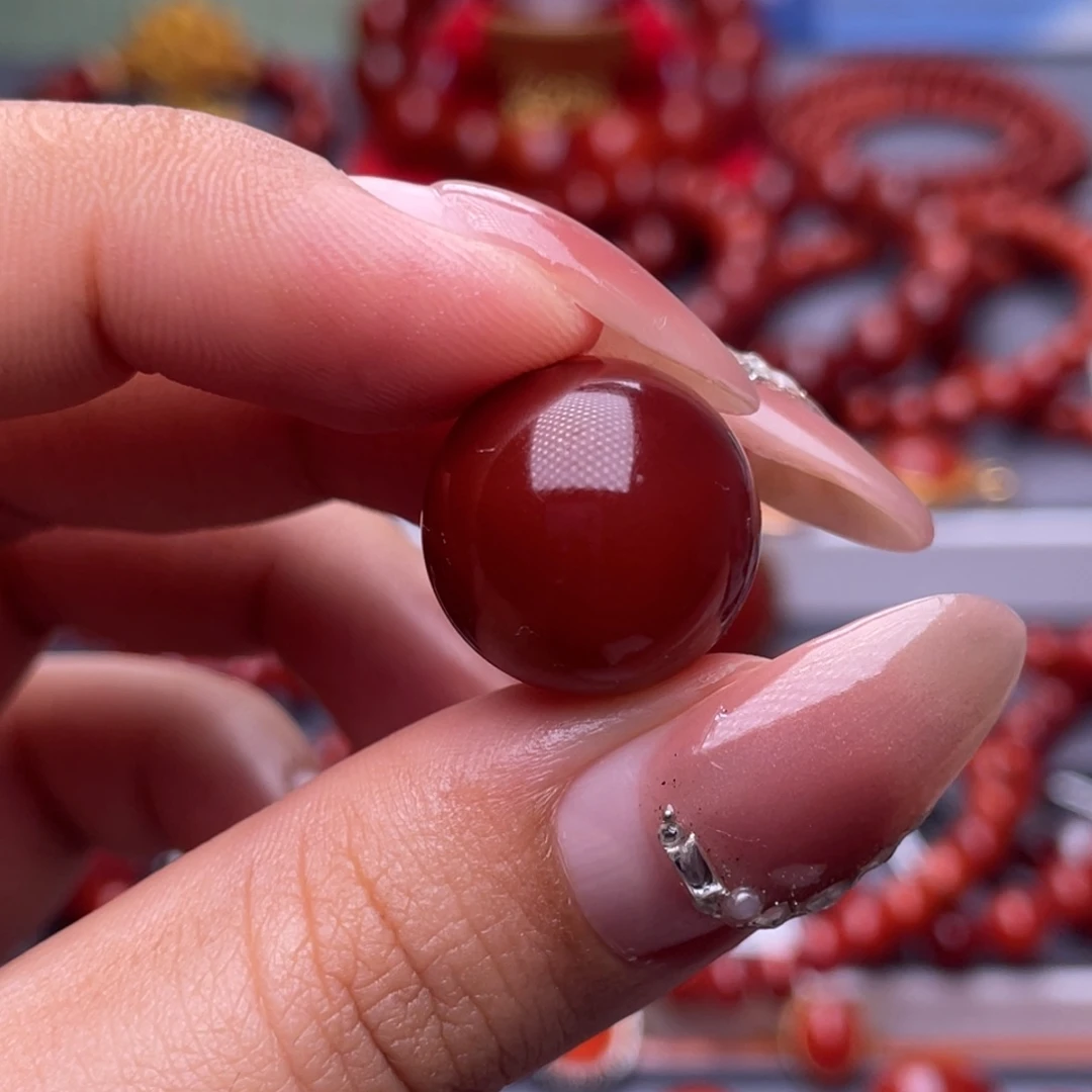 南红玛瑙未镶嵌其他原矿）高品17mm瓦西玫红单珠