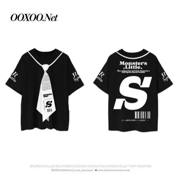 OOXOO-JT印花黑色假两件短袖上衣JT092020172