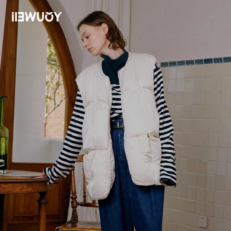 有尾YOUWEI保暖纯色休闲时尚简约真丝裸感无领马甲Y3623306短款