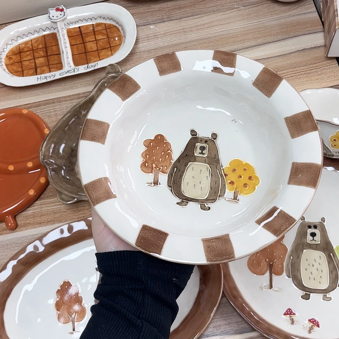 陶瓷小熊系列8寸草帽盘陶瓷