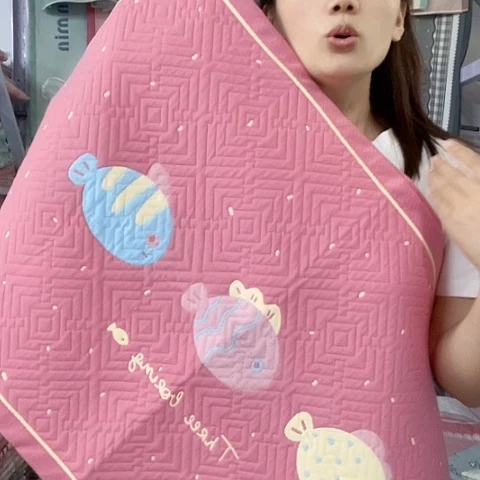 棉纱布粉色小鱼纯棉