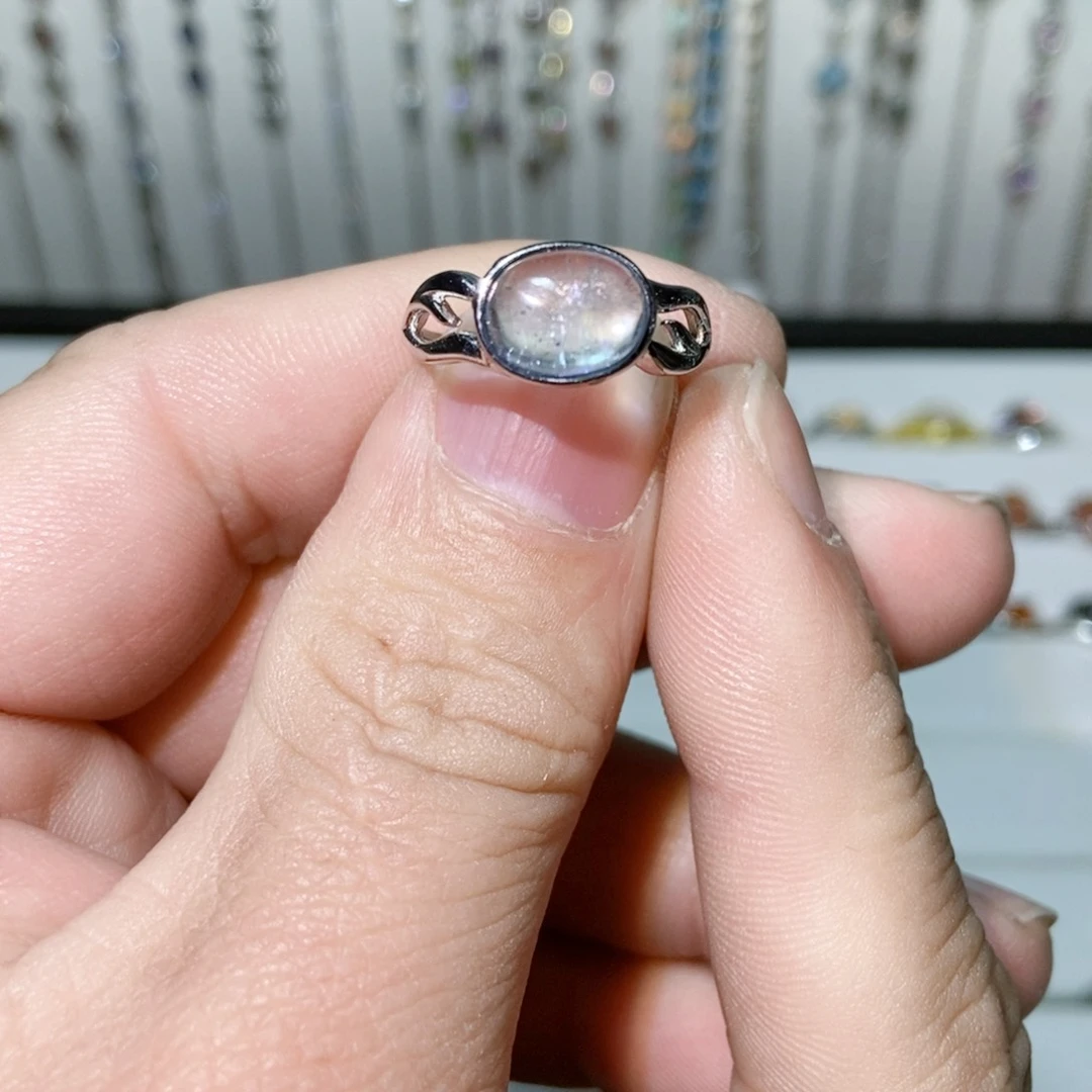 绿水晶戒指银S925镶嵌