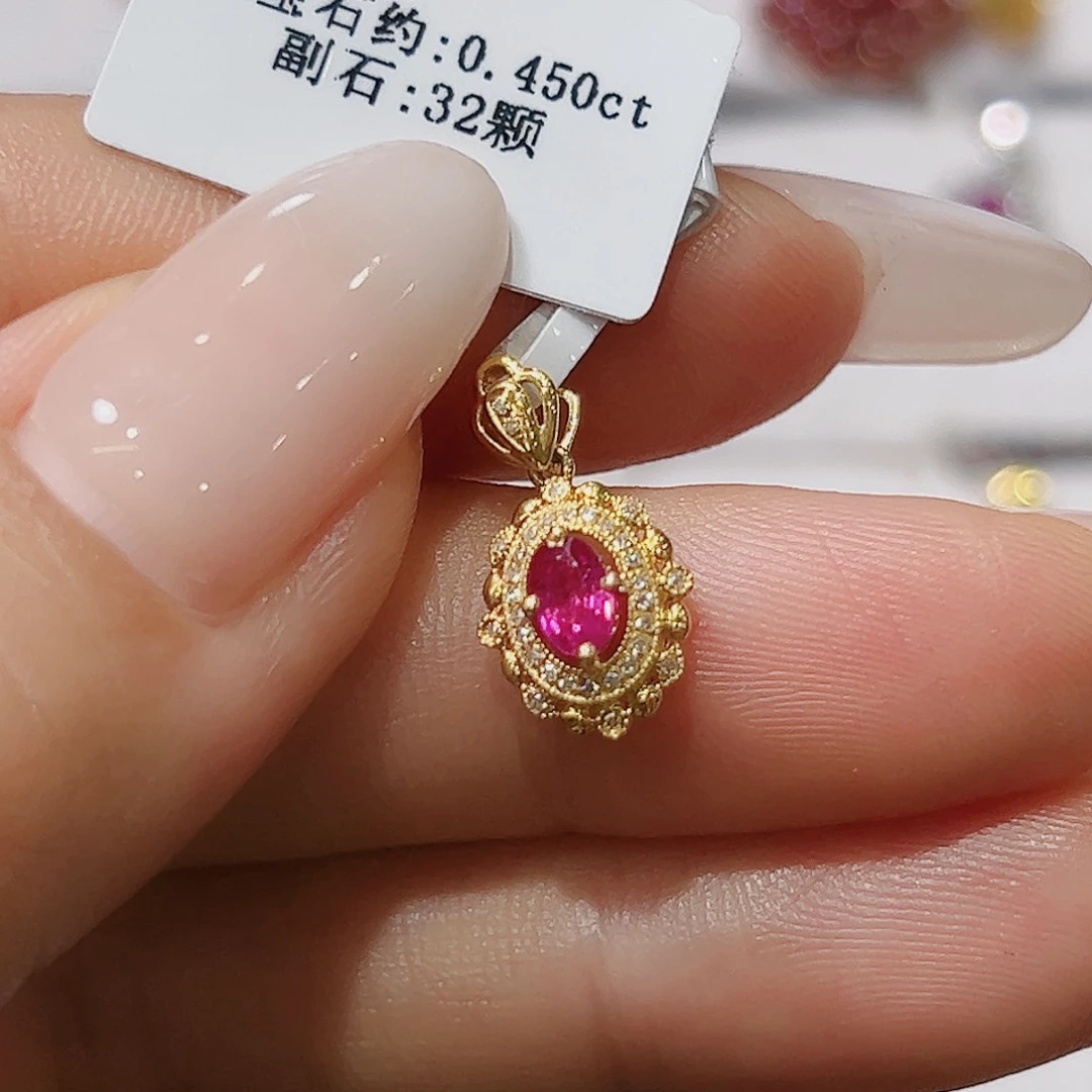 18K金镶嵌吊坠(不含链)红宝石