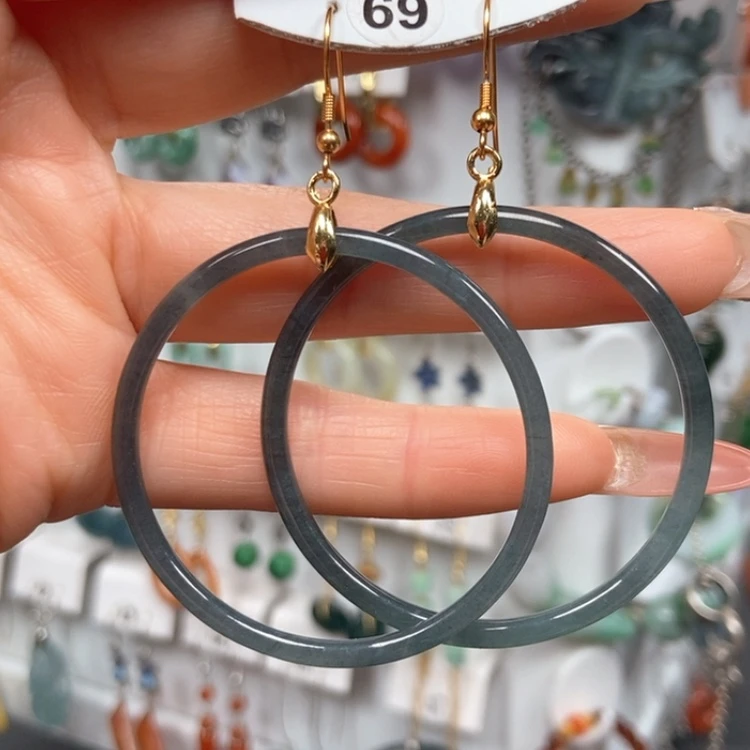 【闪购商品】翡翠耳饰银S925镀金镶嵌玉****^