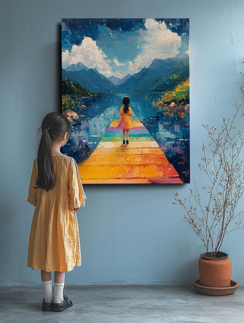 《彩虹桥》Rainbow Bridge 立体肌理挂画卧室床头治愈系童话画