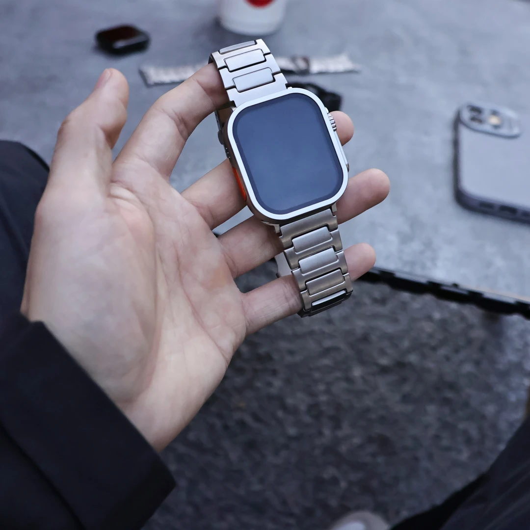 适用AppleWatchUltra2纯钛表带苹果S10快拆式iwatch9/8/7钛金属男