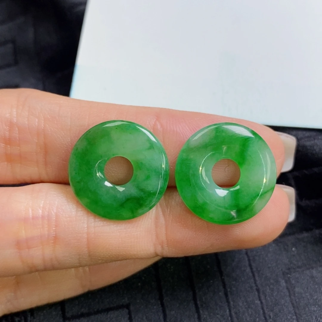 翡翠未镶嵌耳饰飘辣阳色花甜甜圈