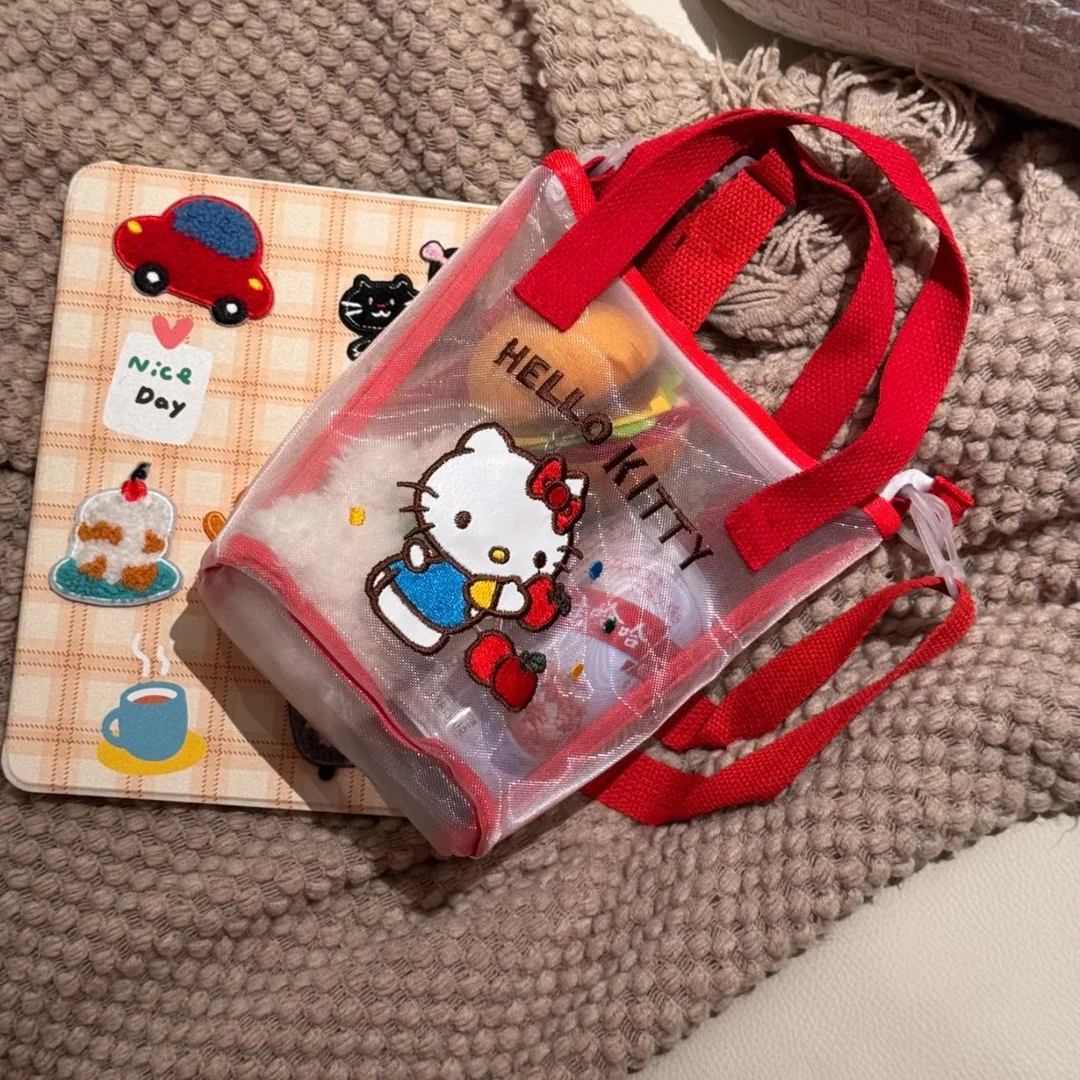 新款网纱外出手提袋韩风便当包便携大容量手拎斜挎包游泳收纳包