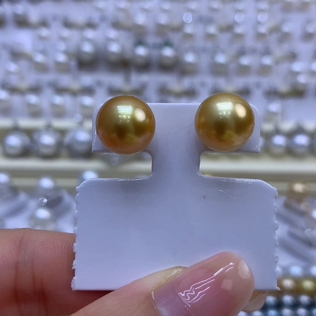 耳饰18K金镶嵌海水珍珠11-12mm