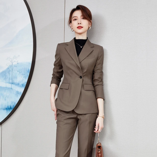 西装套装女冬季2025新款修身女士正装套装时尚气质前台工衣工作服