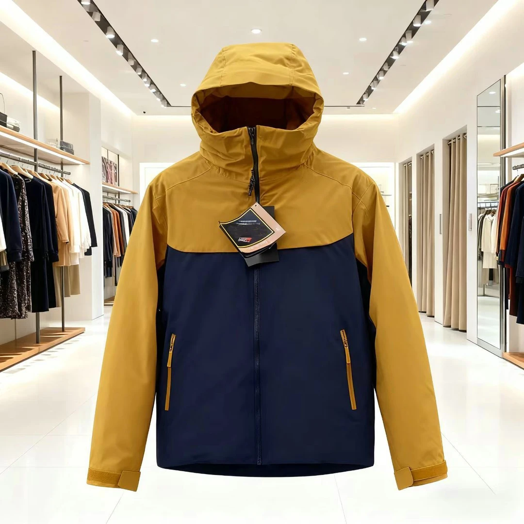 晓m蔡羽绒服拼防风色保暖户外滑雪服宽松连帽休闲男女同款冬新款