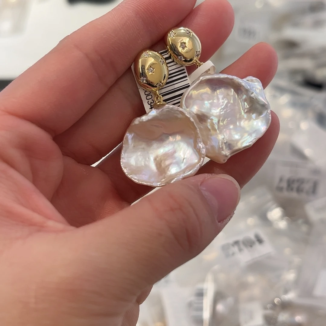 淡水珍珠耳饰合金