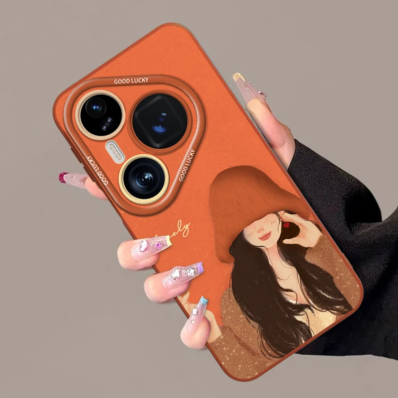 爱心女孩适用华为pura80pro手机壳新款液态硅胶p70ultra网红潮流