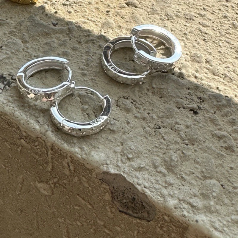 925银耳饰 S925纯银「碎冰冰」波光粼粼耳扣韩式风简约基础款耳饰