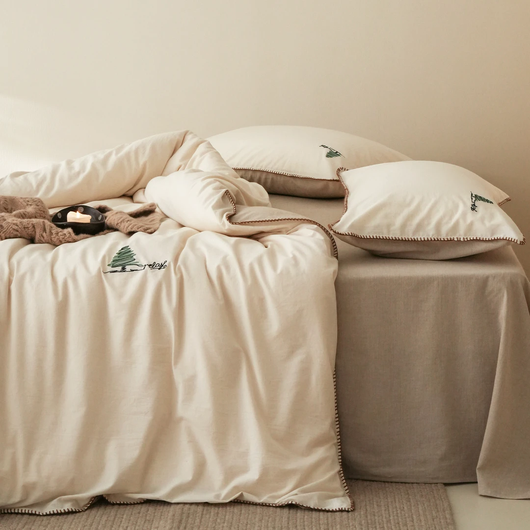 高端棉麻刺绣丨四件套亚麻床单被套透气舒适轻奢高级感主卧室床品