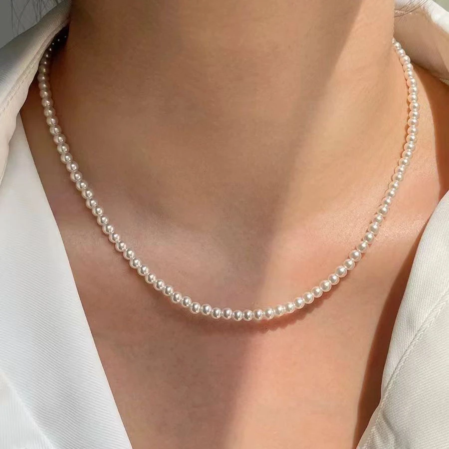 【精致百搭的小情人】3-4mm近圆淡水小米珠项链微瑕简约时尚气质