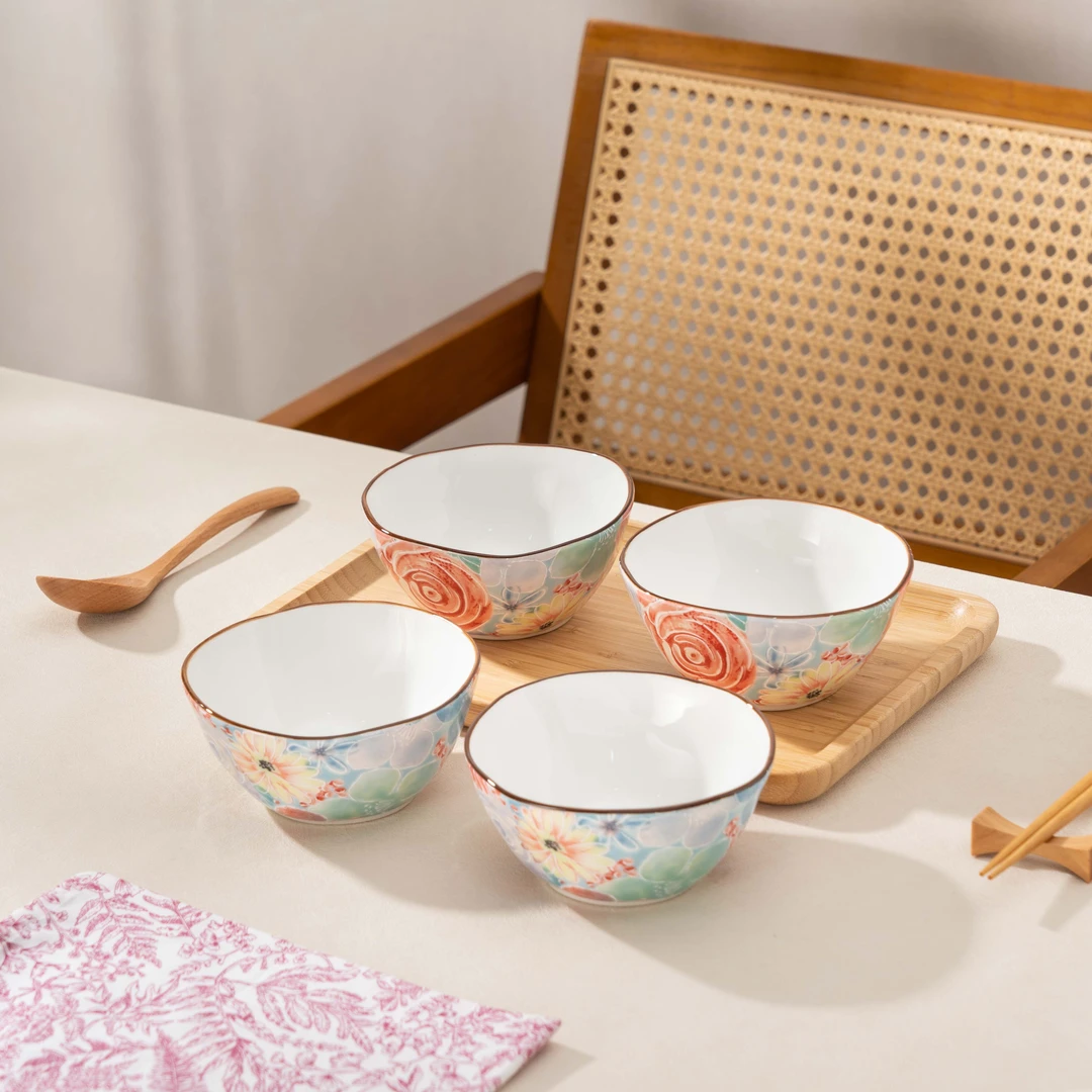 濑户烧-百花盛开 5寸饭碗（4个装）