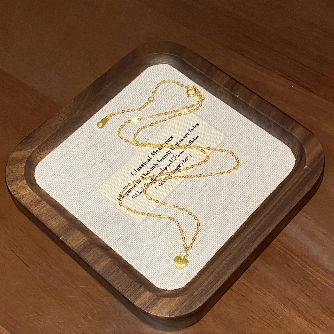 坠链均925银合成锆石 【拉丝爱心】甜美简约精致百搭项链A1303