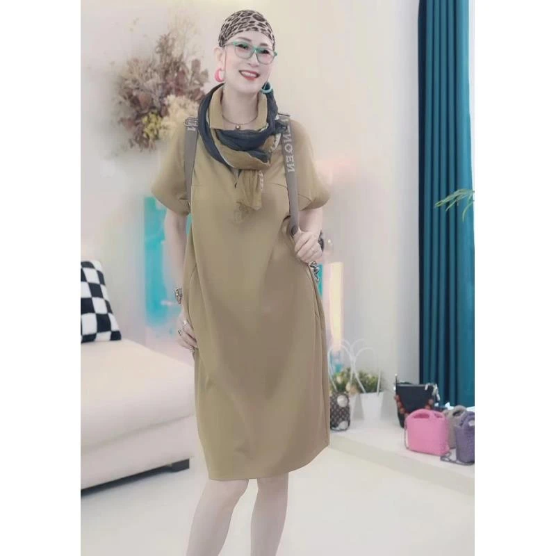 高端奢华长款T恤裙A02315时尚