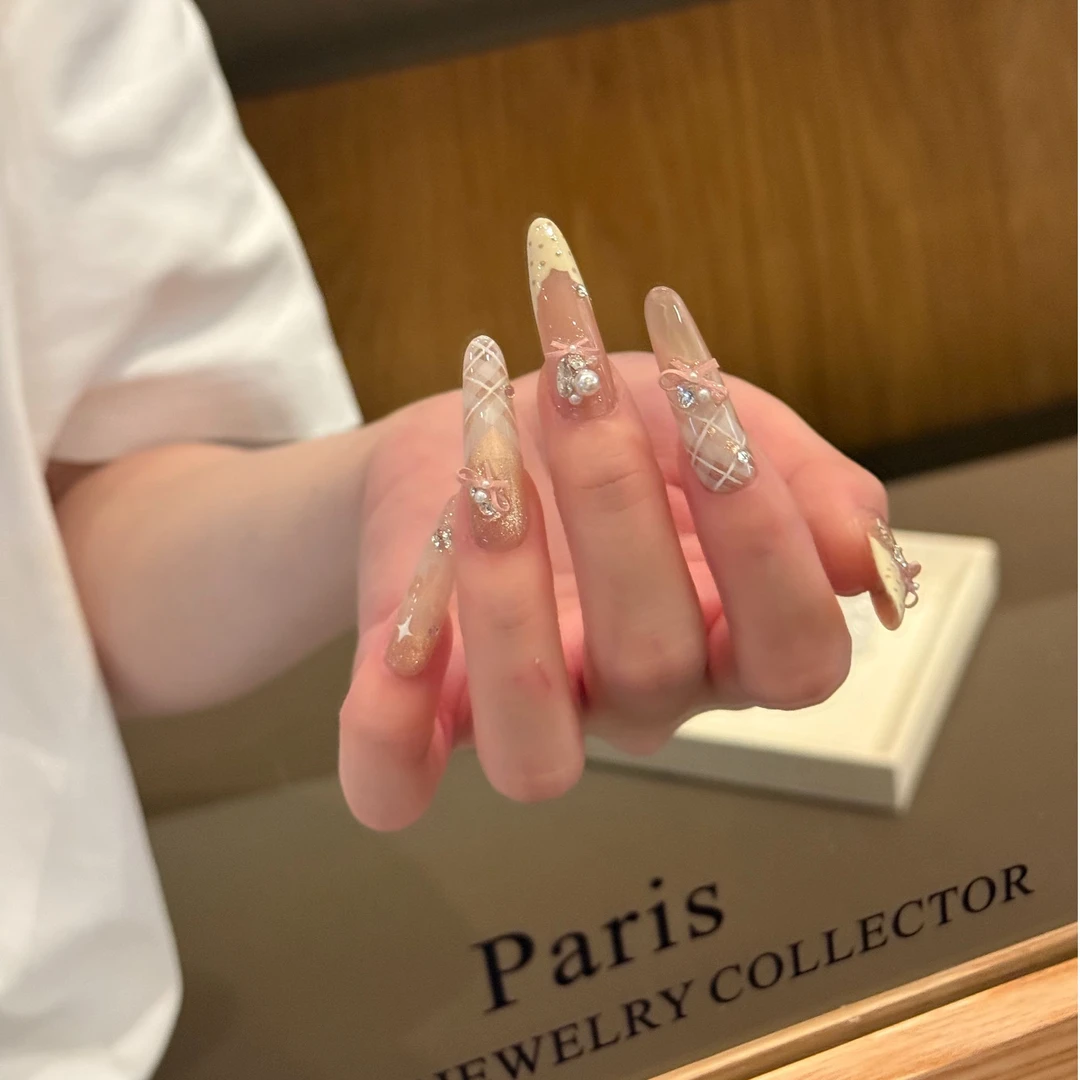 Meil Nail 33加长椭圆 纯手工穿戴甲可拆卸-ML6341