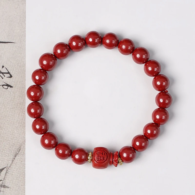 含辰砂工艺品本命年红色帝王砂朱砂福袋平安女款手串手链-8895