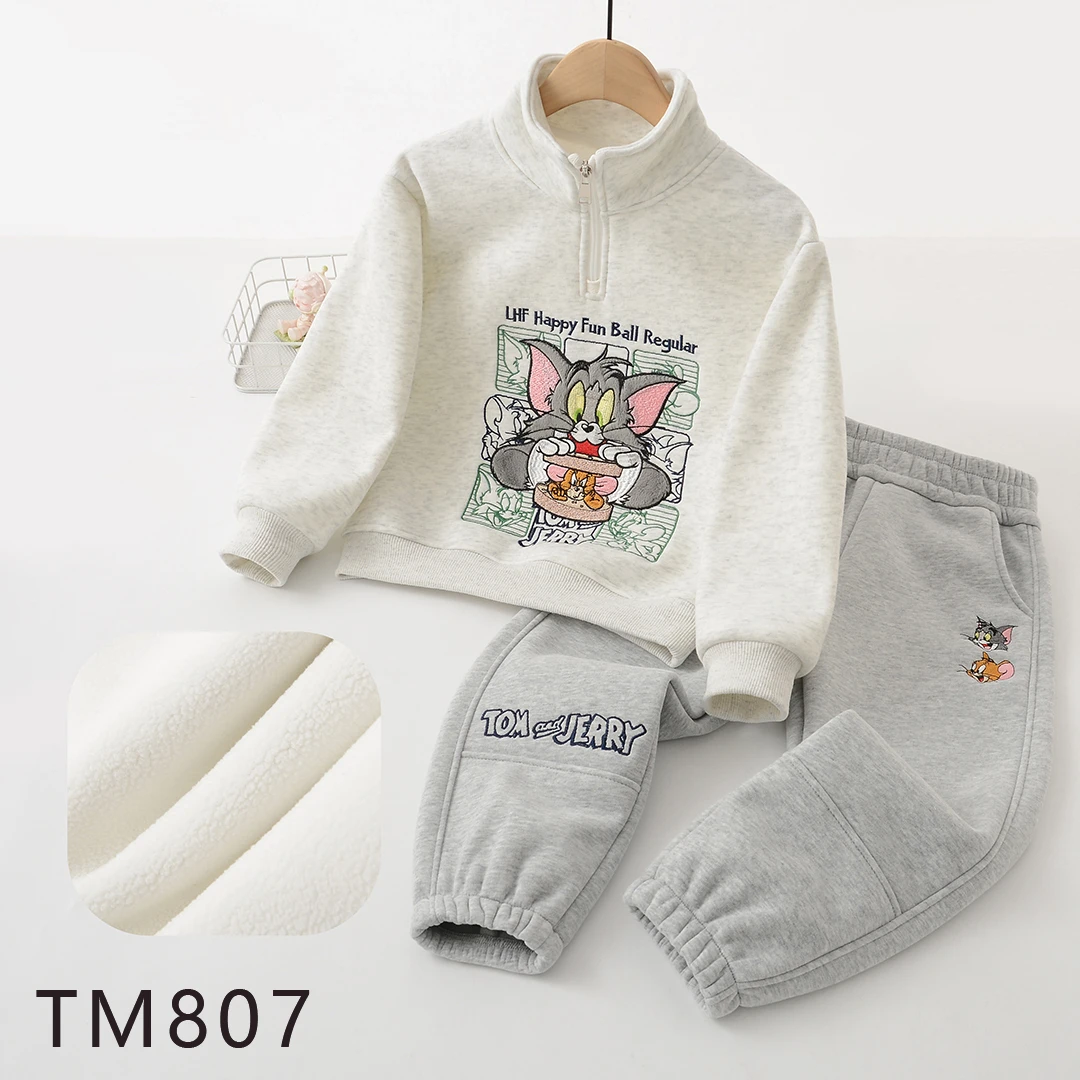 【加绒】TM807半高领重工刺绣卡通儿童套装