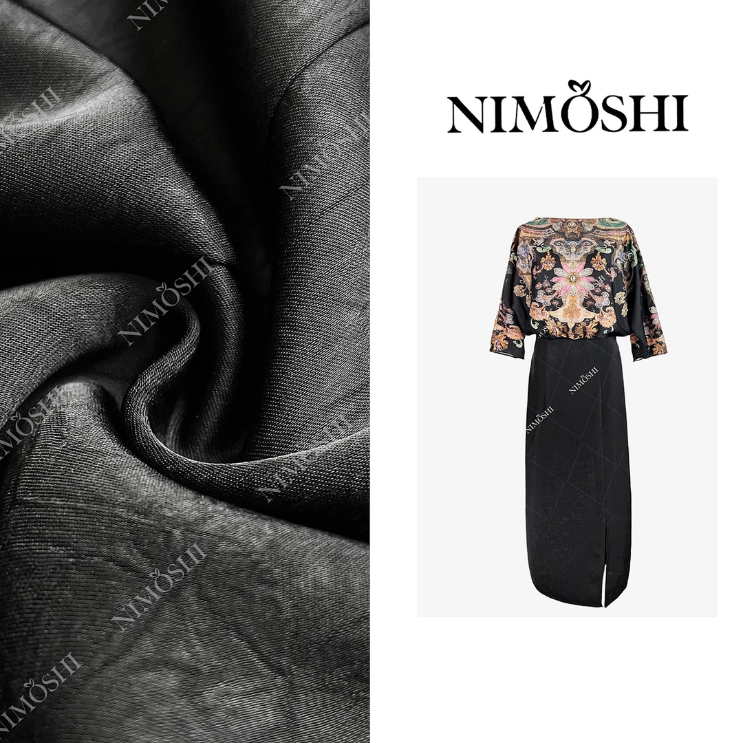 NIMOSHI【倩倩】欧式皇族风高奢花卉图腾高腰显瘦减龄连衣裙Q1828