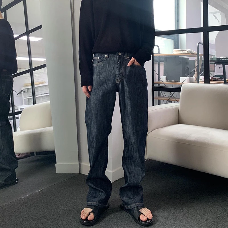 春秋宽松复古牛仔裤男士直筒长裤子男港风潮牌潮流高街休闲阔腿裤