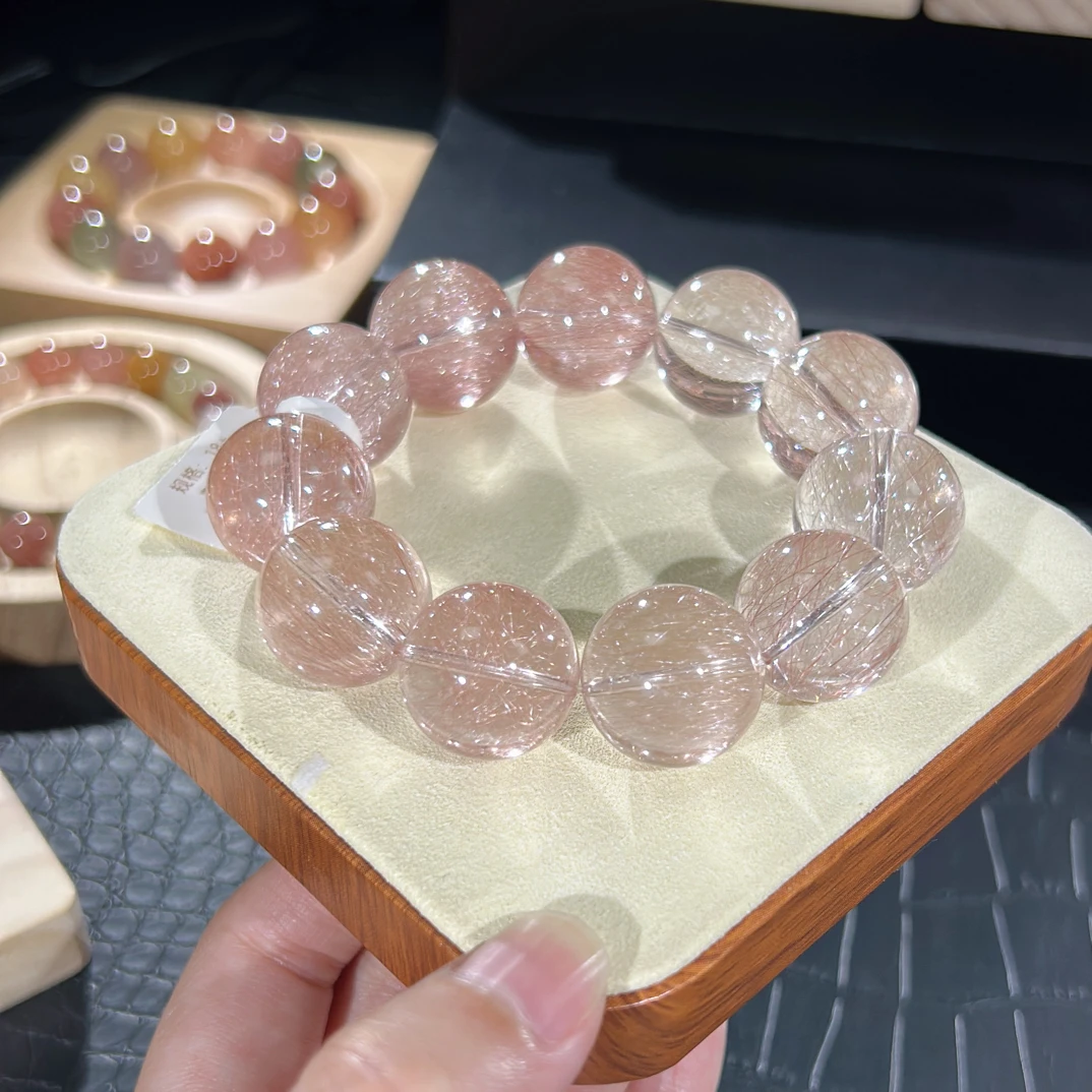 爆闪钢丝粉兔毛手链