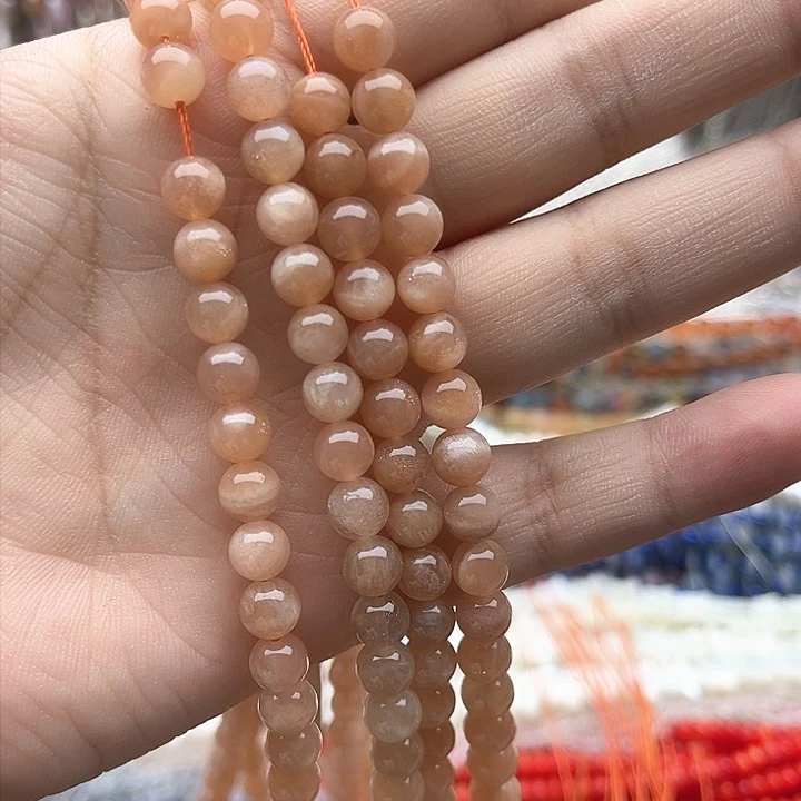 未镶嵌玛瑙/玉髓珠宝半成品一条6mm左右太阳石