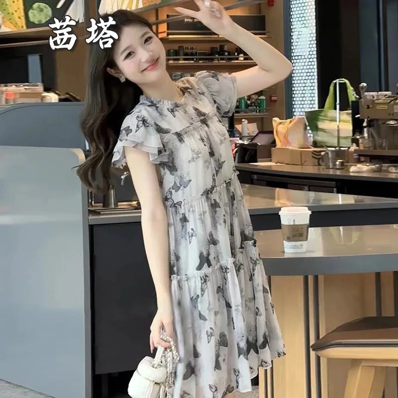 法式高级感显瘦碎花连衣裙女夏季2025新款小个子休闲宽松减龄裙子